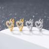 Shiny Heart Stud Earrings Sparkling Ear Buckle Luxury Rhinestone Hoop Earrings  Female