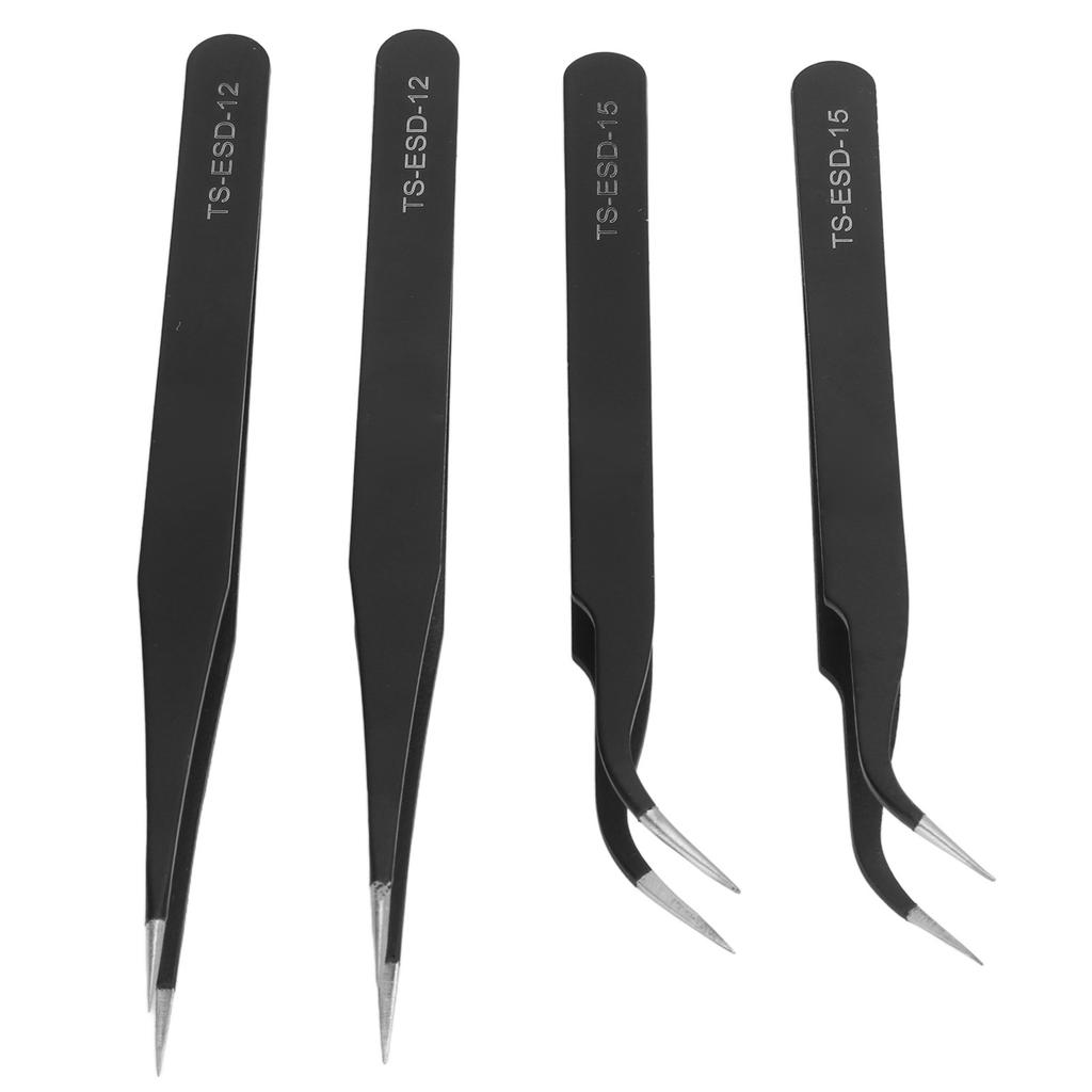 4 Buc Pinsete Precise Oțel Inoxidabil Vârf Înclinat Pinsete Clești Drepți Clești Curbați Unelte de Cusut