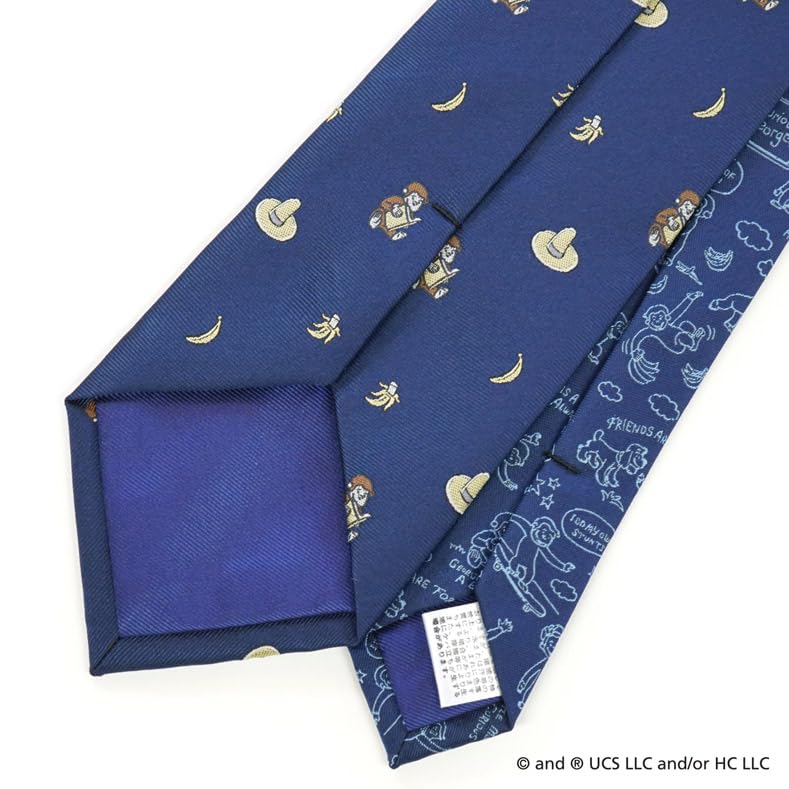Curious George Character Necktie (Hat and Banana Pattern) UND49160 Navy