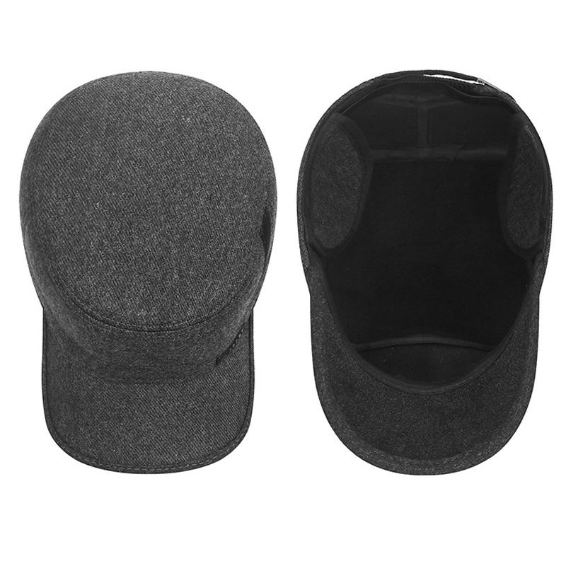 Winter Men's Cotton Cap Velvet Thick Ear Protection Warm Cap Middle-Aged and Elderly Outdoor Cold-Proof Flat Cap