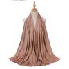 Muslim Knitted Jersey Pleated Hijab Shawls Scarf Solid Color Head Wraps Soft Hijabs Ladies Scarves