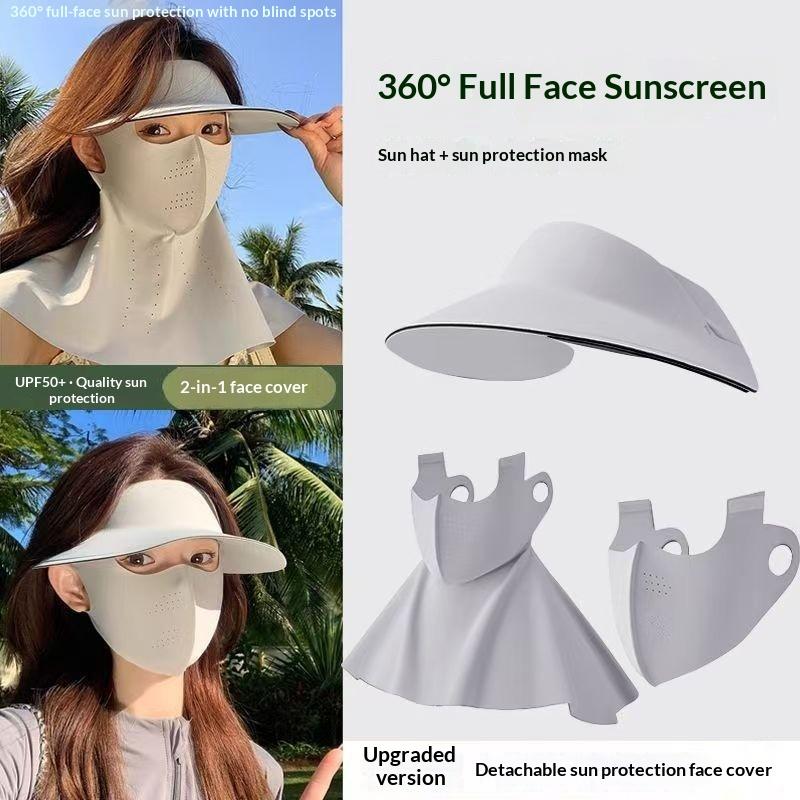 Zwei-in-Eins Eis-Seiden-Gesichtsmaske Vollgesichts-Sommer-Sonnenhut Radsport-Sonnenschutzmütze UV-Schutz Gesichtsbikini Atmungsaktiv Leicht