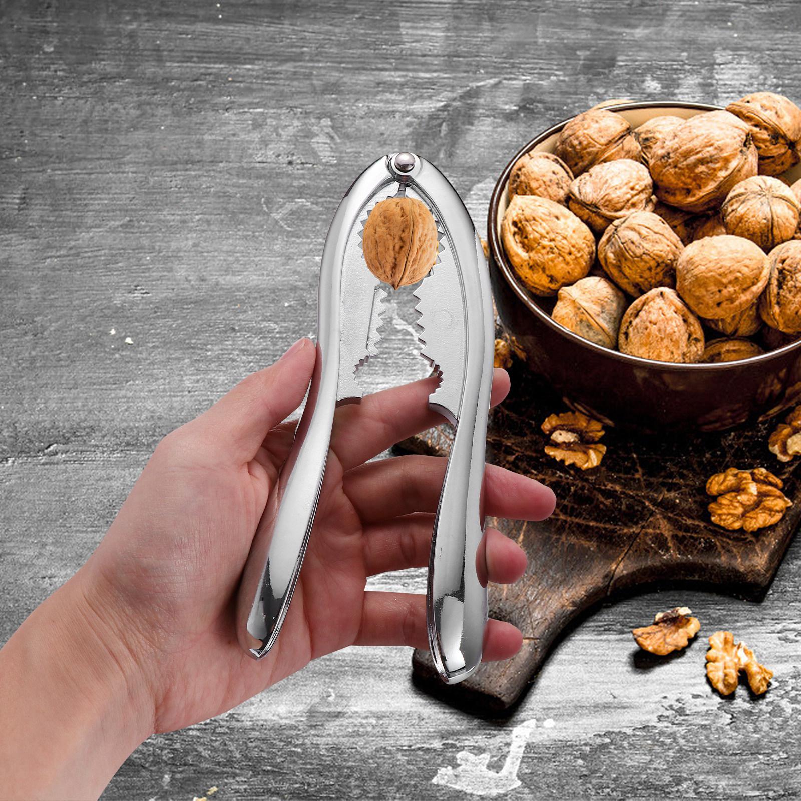 Handheld Nut Opener Zinc Alloy Walnut Cracker Ergonomic Tool For All Hard Shell Nuts, Portable Kitchen Utility Nut Sheller серебряный