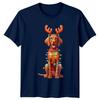 Christmas Dog Reindeer Antlers Lights Holiday Unisexs TShirt Unisexs Tee