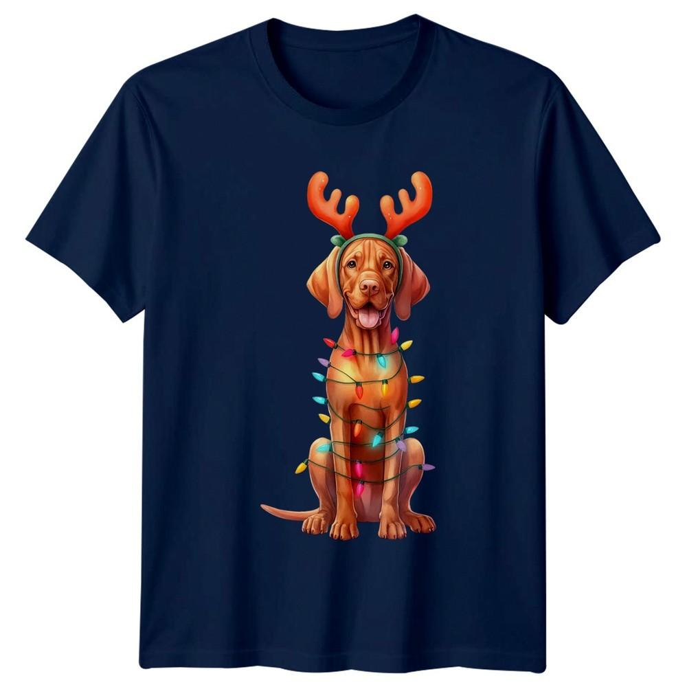 Christmas Dog Reindeer Antlers Lights Holiday Unisexs TShirt Unisexs Tee