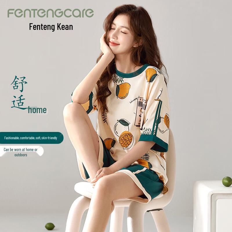 FENTENGCARE Women s Summer 100% Cotton Pajama Set XL