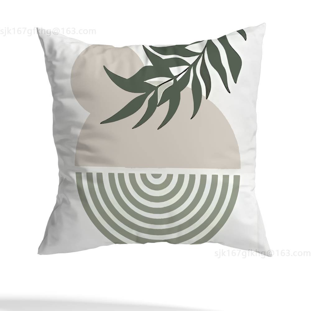 Abstract Plants Pillow Case Square Double-Sided Printing Short Plush Sofa Cushion Cover Bedroom Bedside Pillow