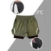 Men 2 In 1 Printed Quick Dry Sports Shorts Gym Workout Outdoor Shorts With Towel Hanging