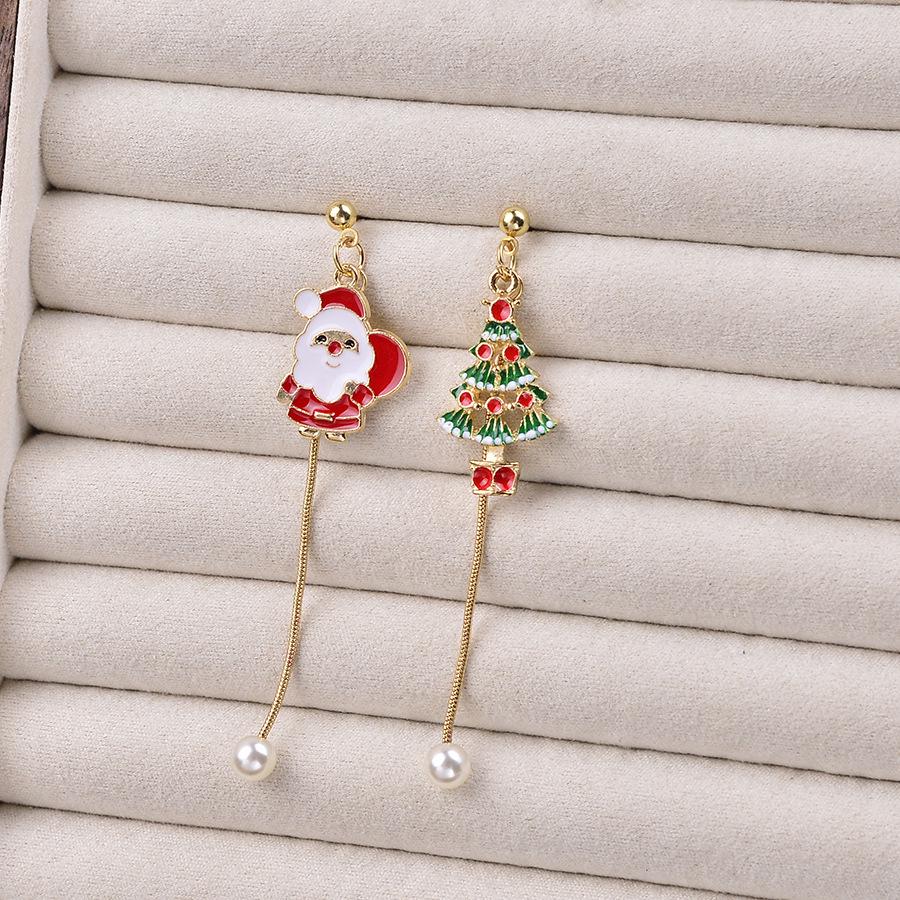 Festive Tassel Pearl Earrings: Candy Cane, Reindeer, Bell, Christmas Tree Designs