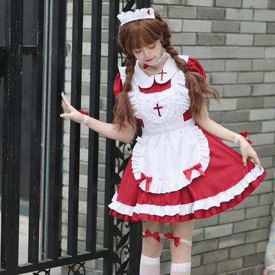 Lolita Jurk Schattig Roze Ruche Meid Outfit Japans Meisje Cosplay Sexy Kostuums Dagelijks Schort Uniform Rok Set Kawaii Jurk