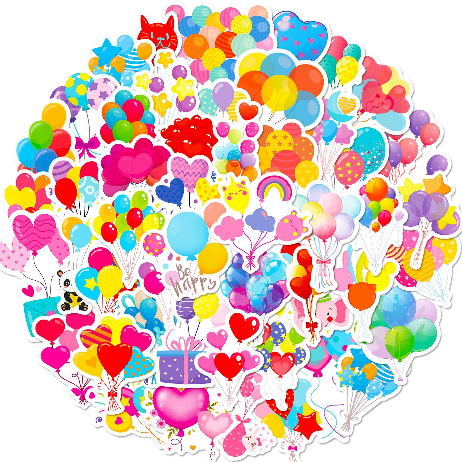 

50 Holiday Decoration Balloon Stickers Birthday Colorful Balloons Graffiti Stickers