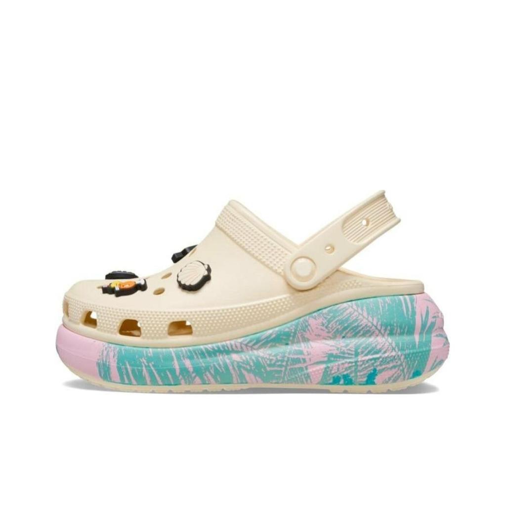 Crocs Classic Crush Spring Break EVA Non-Slip Durable Comfortable Casual Breathable Clogs Unisex Clogs Light-Yellow 208405-1FR