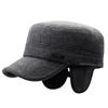 Čepice Pánský plochý cylindr Středně a starší Táta Čepice Sezóna Bavlněná čepice Studená a teplá Nastavitelná čepice s chráničem uší