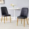 Two Black Faux Leather Dining Chairs, Modern Minimalist Design, Widened Seat, Backrest, Non-Slip Metal Feet, for Dining Room and Kitchen.