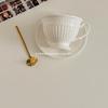 European Style French White Ceramic Coffee Cup and Saucer Set for Afternoon Tea