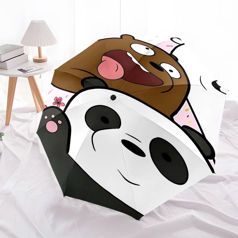 1pc Bear PandaOpen/Close Umbrella-Windproof, Compact Travel Umbrella, Sturdy 8-Rib Shaft1025
