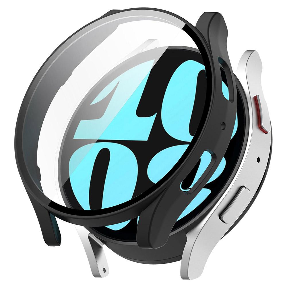PC+härdat glas skyddsfodral för Samsung Galaxy Watch 6 40mm 44mm helskärmsskydd skalskydd