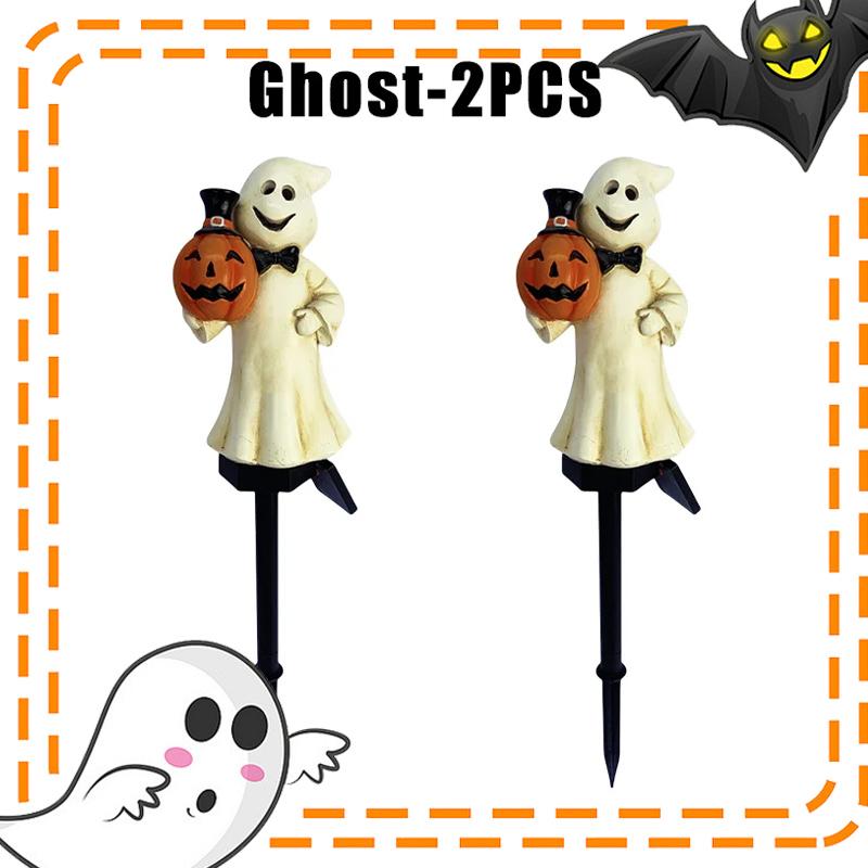 Solar Powered Halloween Ghost Stake Lights Outdoor Waterproof Spooky Auto On Off Garden Yard Scary Pathway Decorations
