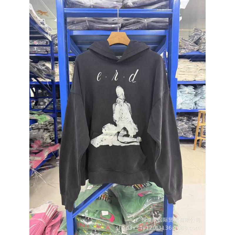 Unisex Distressed Washed Cotton Hoodie With Graphic Print Loose Fit Streetwear Sweatshirt Men Women