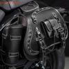 Y4UA 1 Pair Leather Side Bag Waterproof Travel Luggage Storage Bag Motorcycle Tool Bag Over Saddlebag Punk Saddlebag