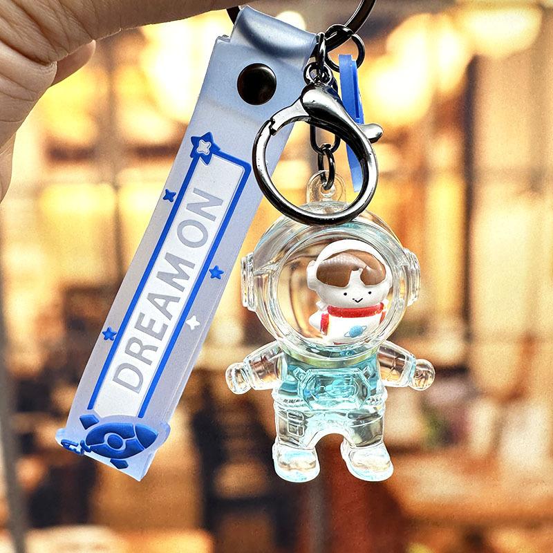 Treibsandflasche Astronaut Schlüsselanhänger Transparente Treibflasche Astronautenpuppe Exquisiter Auto-Taschen-Schlüsselanhänger