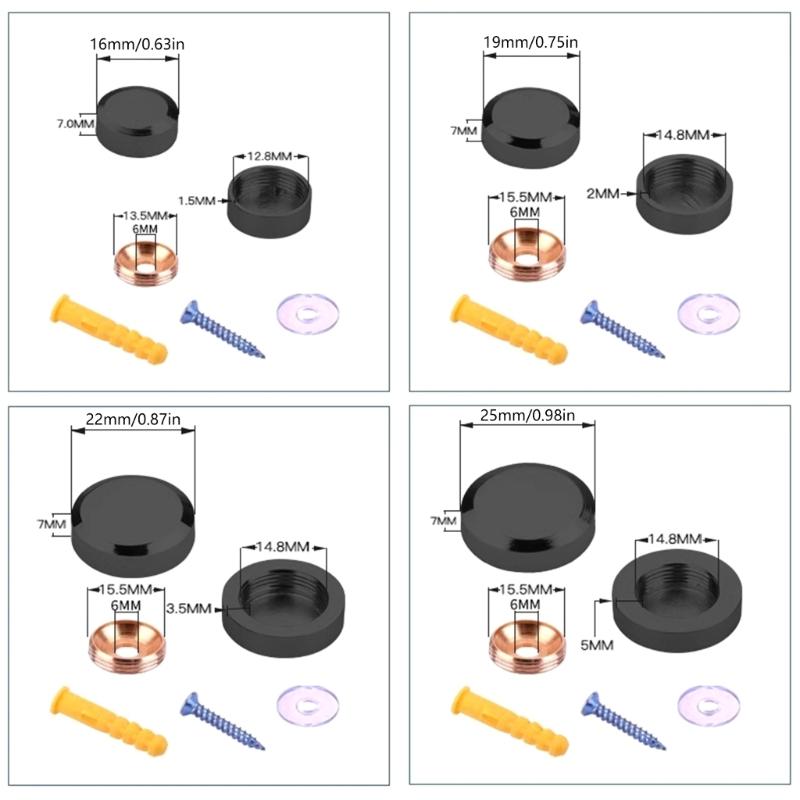 4Pcs Mirror Screws Decorative Caps Cover Glass Fastener Advertising Nails Caps Fasteners for Teas Table, Glass Furniture