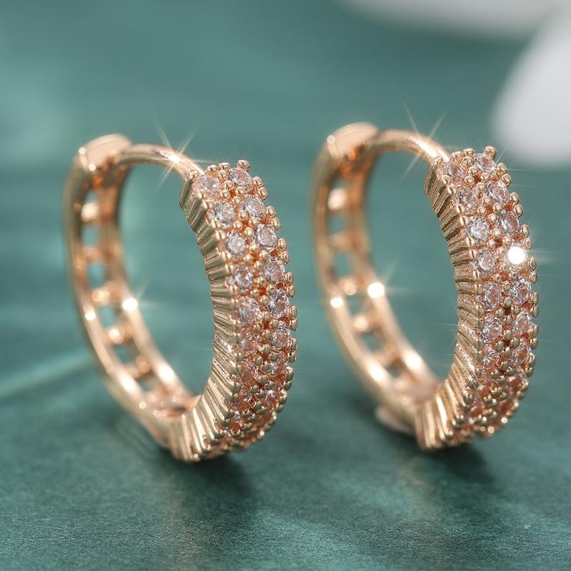 Synthetic Cubic Zirconia Women's Hoop Earrings, High-quality Round Geometric Earrings Jewelry Party Valentine's Day Gift