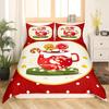 Gingerbread Man Xmas Theme Duvet Cover Christmas Comforter Cover Cartoon Snowman Christmas Tree Bedding Set Pink Quilt Cover