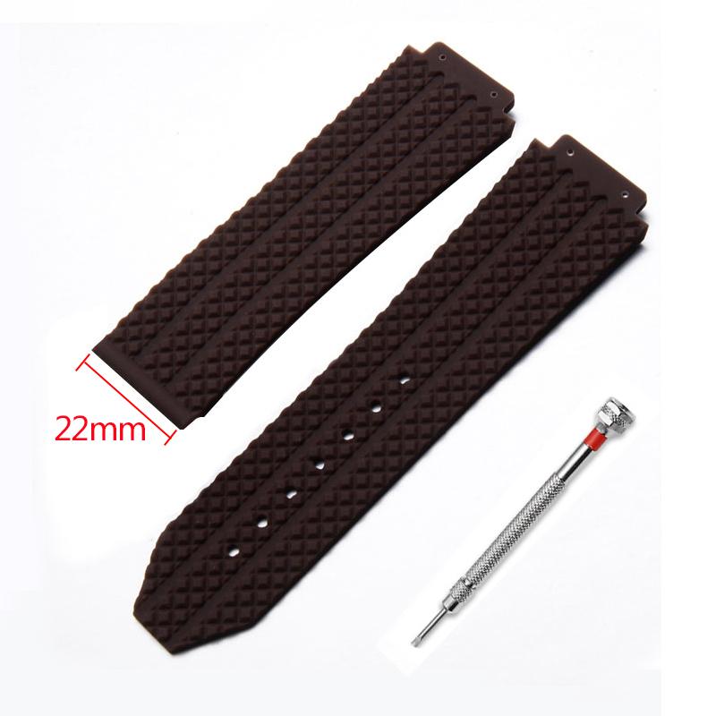 

25*19мм Гумовий Ремінець для Годинника Для HUBLOT BIG BANG Силіконовий 17x25мм Водонепроникний Чоловічий Ремінець з Застібкою-Метеликом Інструмент Ремінець для Годинника Браслет 25mm-17mm