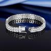 ouble Row 3mm Iced Out Tennis Bracelet Hip Hop Cubic Zirconia Gold Silver Plated Brass Link Bangle for Men Women Gift