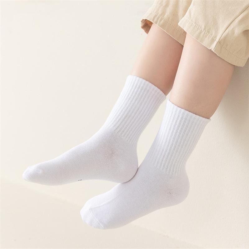 5Paare/Set 3-13 Jahre Baby Mädchen Jungen Lässige Sportsocken Einfarbig Weiche Baumwolle Vier Jahreszeiten Schulsocken Schwarz Weiß Grau Kinder Socken