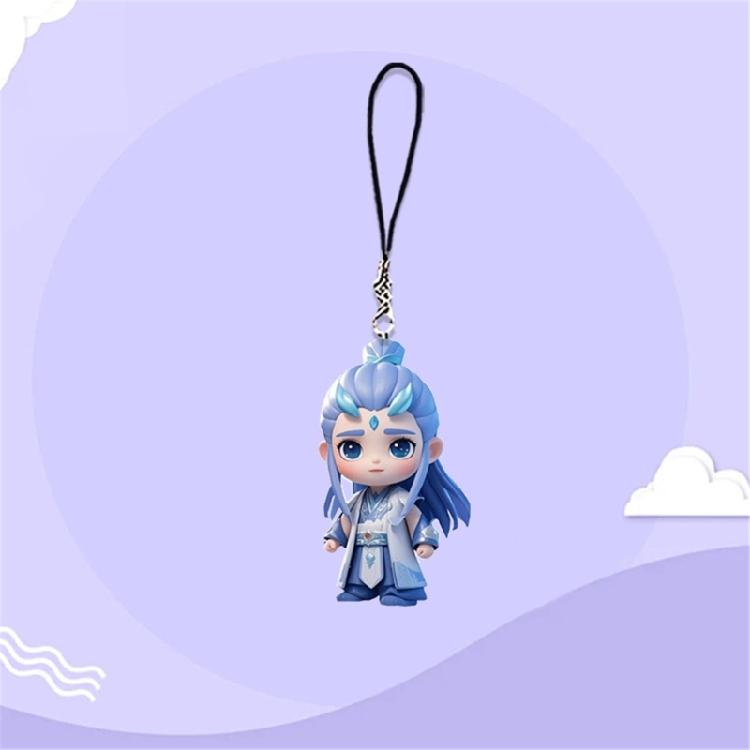 Chinese Animated Film Figurine Theme Phone Charm Keychain Nezha Aobing Figurine Keychain Charm for Bag Purse Decoration