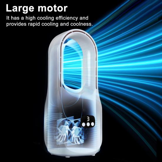 Bladeless Desk Fan with 3 Speeds Digital Display Strong Airflow Low Noise Rechargeable Quiet Cooling Fan