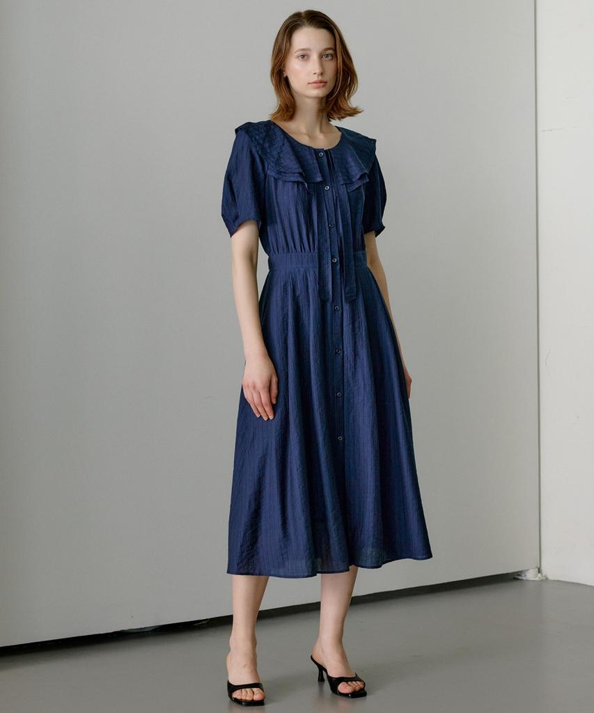 Ollibeudeollibeu Double Ruffle Neck Collar Dress Ow6Xo5540