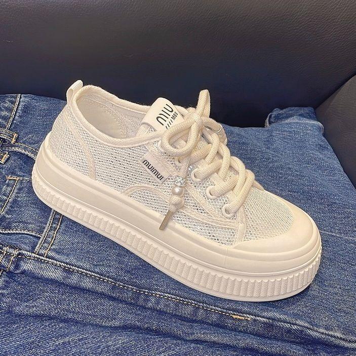 Fisherman Shoes 2025 Soft-soled Thin Fashion Mesh Shoes Summer One-pedal Platform Casual Board Shoes Mesh Breathable Women's Shoes