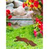 Rustic Metal Squirrel Garden Stake, Iron Animal Silhouette Art for Outdoor Patio Fence Yard Decor, Vintage Wildlife Lawn Ornament