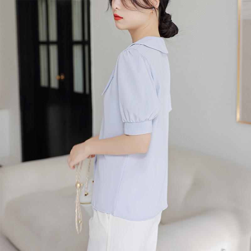 GMXIA Women's Summer White Shirt Temperament Commuter Tops Chic Long Sleeve Blouse