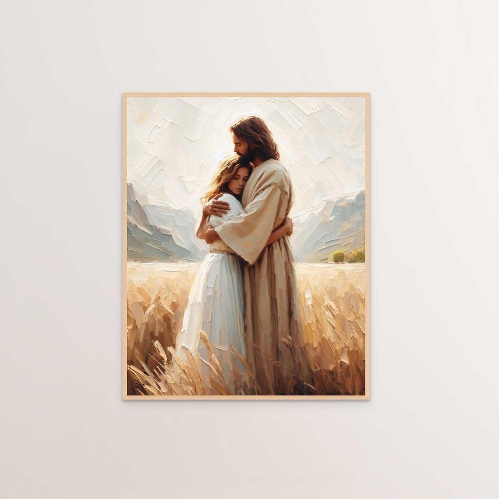 Jesus Christus Leinwand Postres Christliches Jesus Porträt Wandkunst Druck Poster Ich werde mit Christus gehen LDS Bibelvers Geschenk Poster