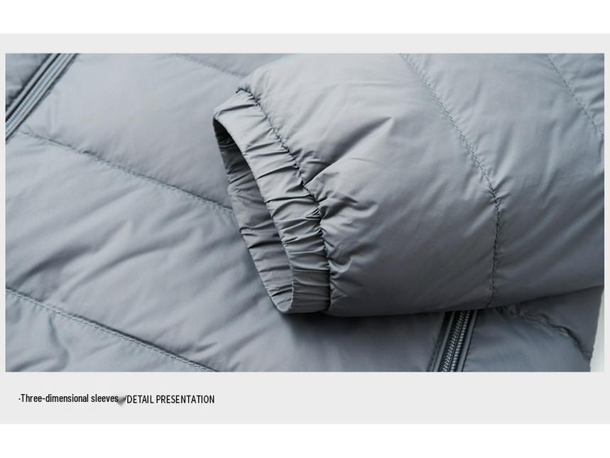 Men's Lightweight Stand Collar Down Jacket - Warm, Trendy, Versatile Dad Style Winter Coat with 90% White Duck Down.