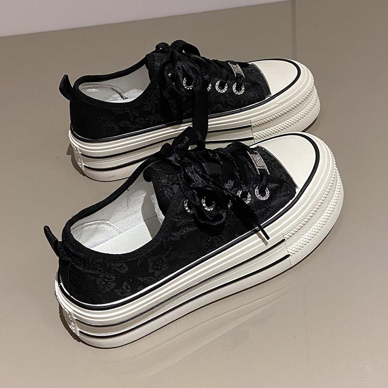 Summer trend sail new Chinese versatile muffin thick-soled canvas women's shoes rhinestone cloth board shoes casual shoes Korean version of the price