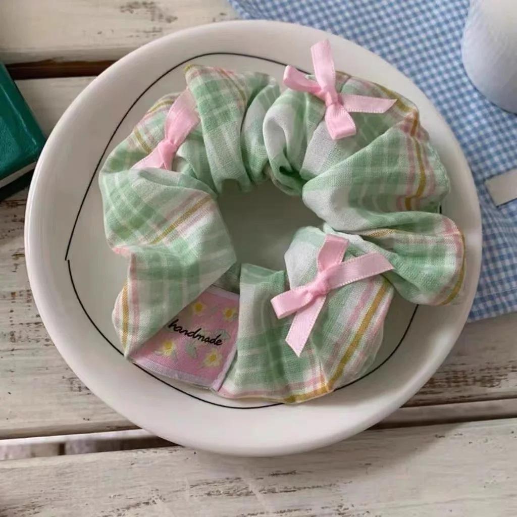 

12 см Летние Пляжные Сатиновые Ленты Банты Резинки Веревки Клетчатая Ткань Большие Резинки для Волос Детские Девочки Держатель для Хвоста Милый Головной Убор