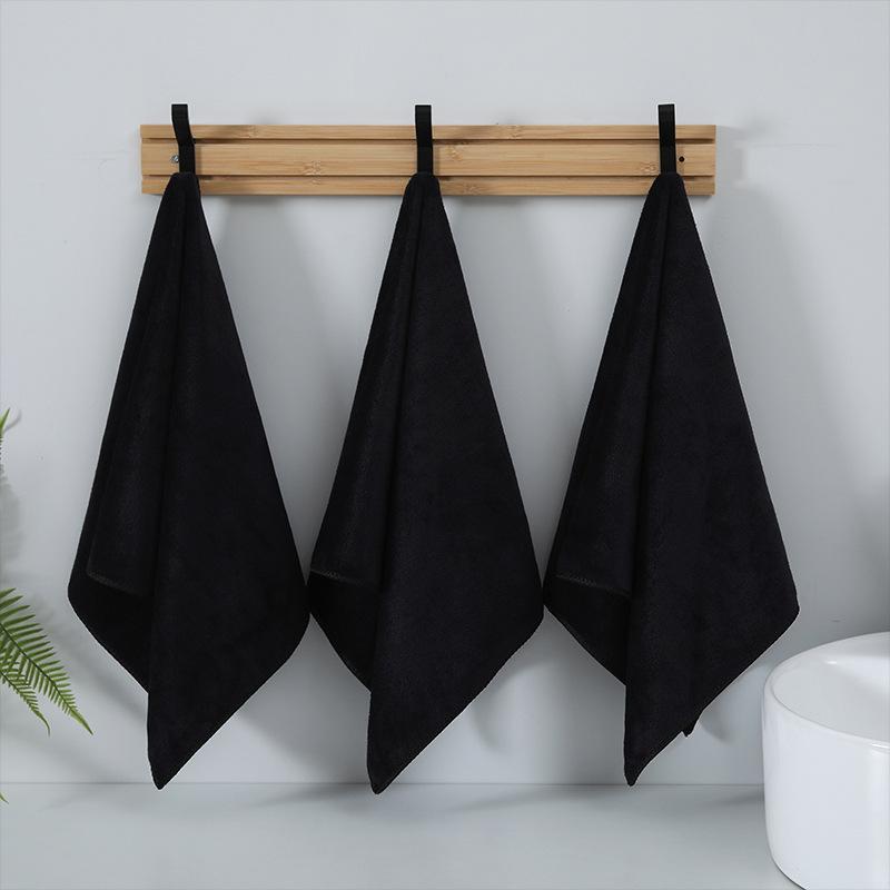 Microfiber Dry Hair Towel Edge-banded Printed Plain Weave CN Black Cross-Border Supply Vacuum-Packaged Sports Gym Customizable
