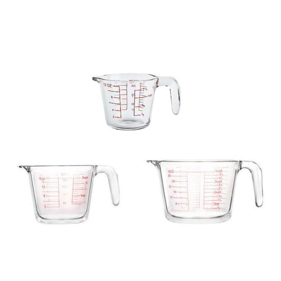 Yousheng Glass Measuring Cup Triple Measurement Scale Cup Heat Resistant Microwave Safe Kitchen Tools with V-Shaped Spout And Ergonomic Handle