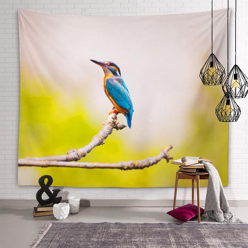 Tapiserie Kingfisher Artă de perete cu păsări Tapiserie decorativă Kawaii Cameră pentru copii Sufragerie Dormitor Cameră Estetică Decor interioară