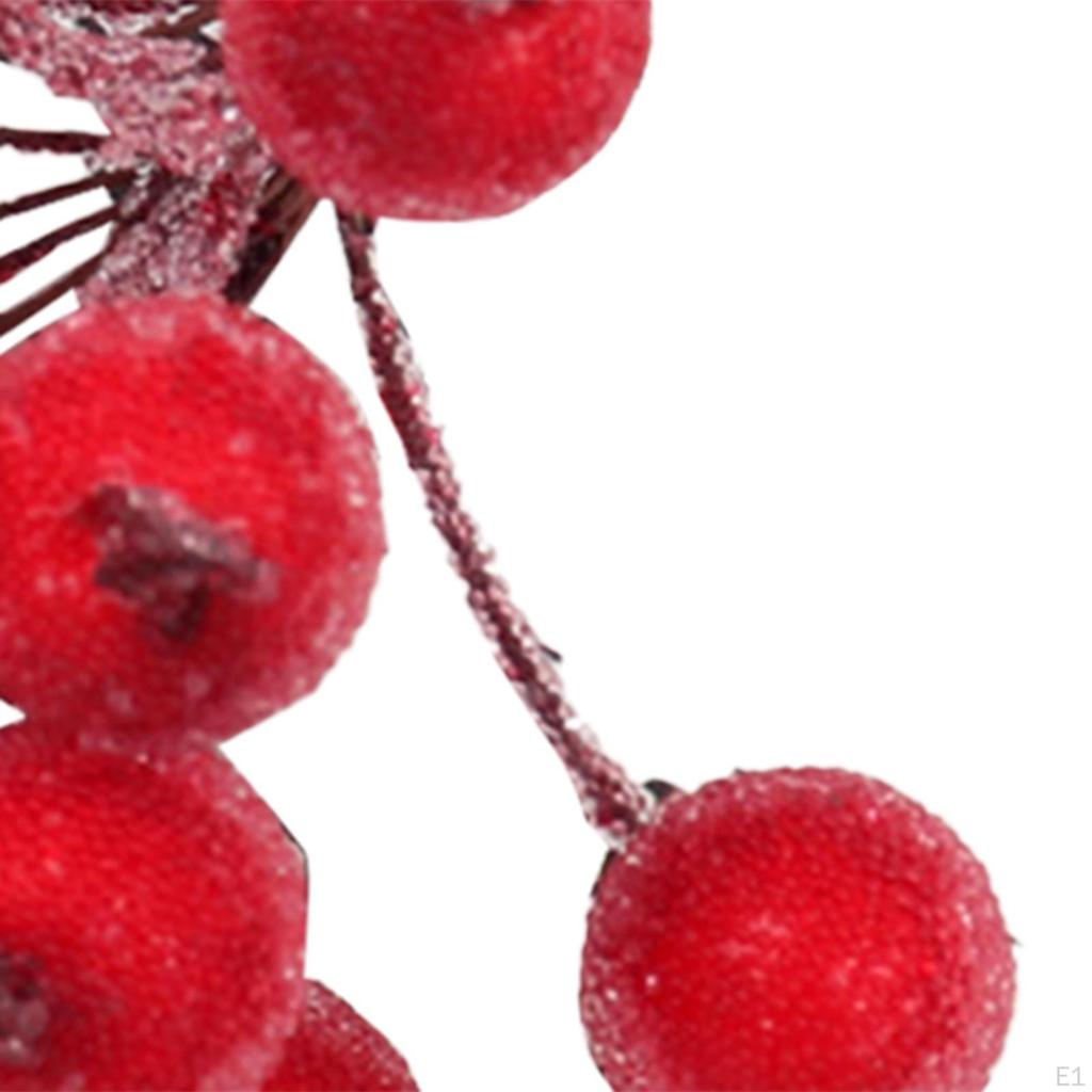 40 Köpfe Künstliche Frosted Holly Beeren Blumenarrangement Gefälschte 20 Draht für Party Handwerk