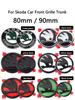 2Pcs 80MM/90MM 3D Car Emblem Badge Hood Front Rear Trunk Logo For Skoda Fabia 1 2 Octavia A7 RS Superb Rapid Yeti Karoq Vision