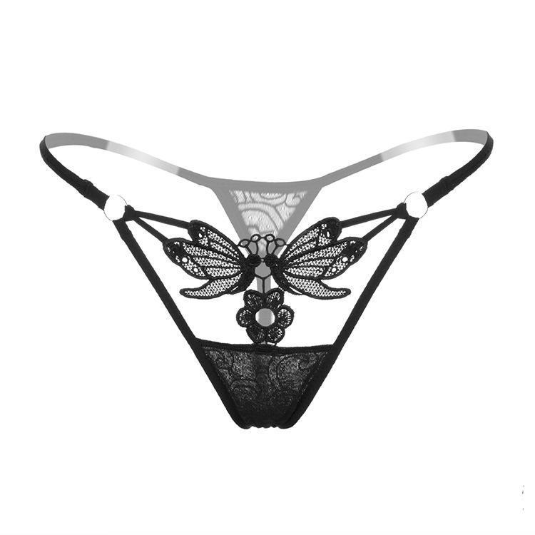 Sexy Embroidery Sexy Panties Real Temptation Fashion Hollow Thong Transparent Hip Underwear Women 2150