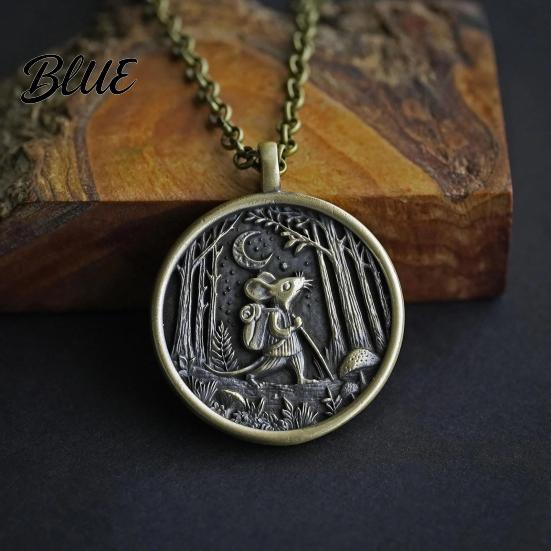 Reflection Symbol Necklace Forest Moon Pendant Travelling Animal in Family