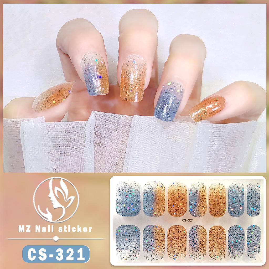 CS Waterproof No-Bake Gel Nail Polish: Full-Cover Korean-Style Multi-Color Glitter Nail Art Stickers