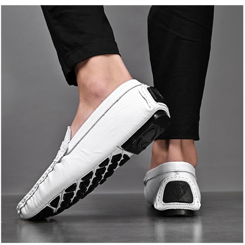 Pánská pravá kůže Boty pro volný čas Měkké mokasíny Pánské ploché módní značky Muži Mokasíny Prodyšné boty pro řidiče